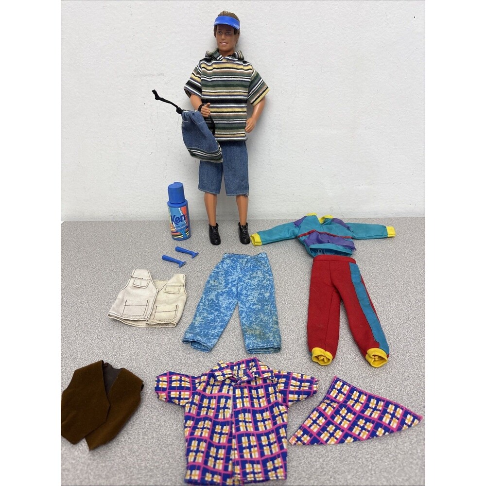 Vintage Mattel Barbie Shaving Fun Ken Doll, Razors, Outfit, Extra Clothing Lot